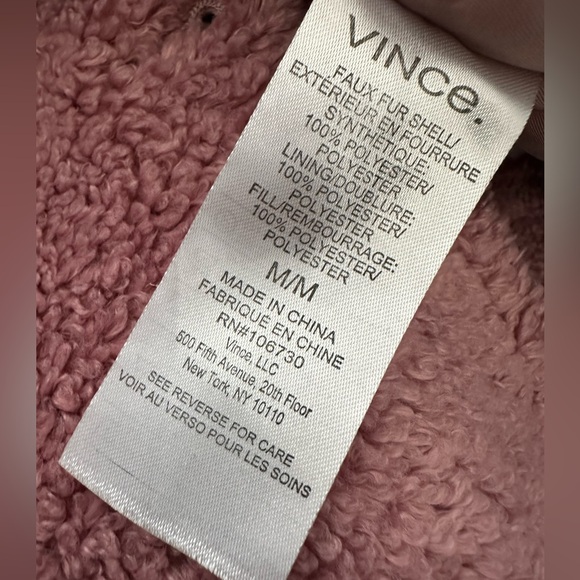 VINCE Size M faux fur teddy jacket in pink size M - Picture 7 of 8